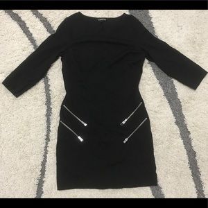 Black long sleeve dress with accent zippers